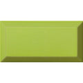 A rectangular glossy lime green ceramic tile metro menta gloss with a subtle raised border