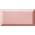A rectangular matte finished pink ceramic tile with a subtle raised border from metro pink gloss collection