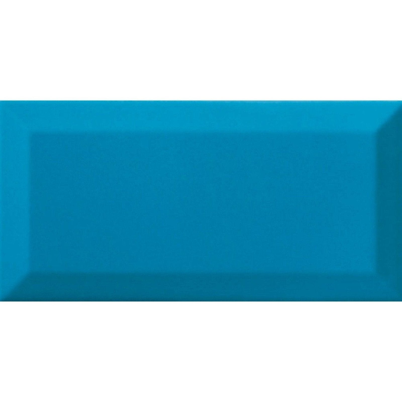 Teal rectangular ceramic tile metro teal gloss with subtle raised border for wall and backsplash use