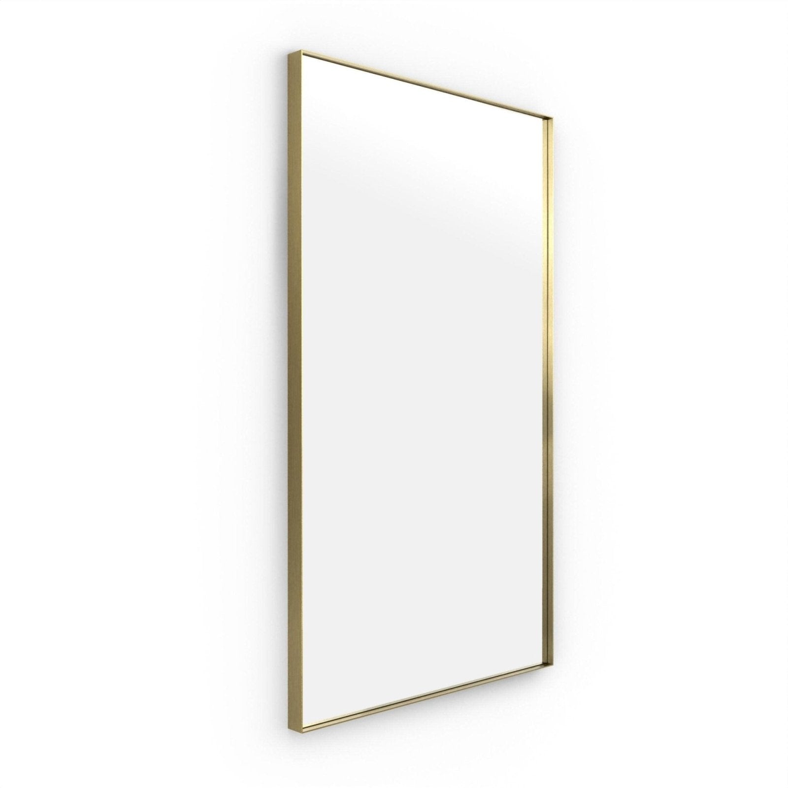 Newington rectangular mirror 120x70cm with a sleek thin polished gold brushed brass frame for elegant wall decor