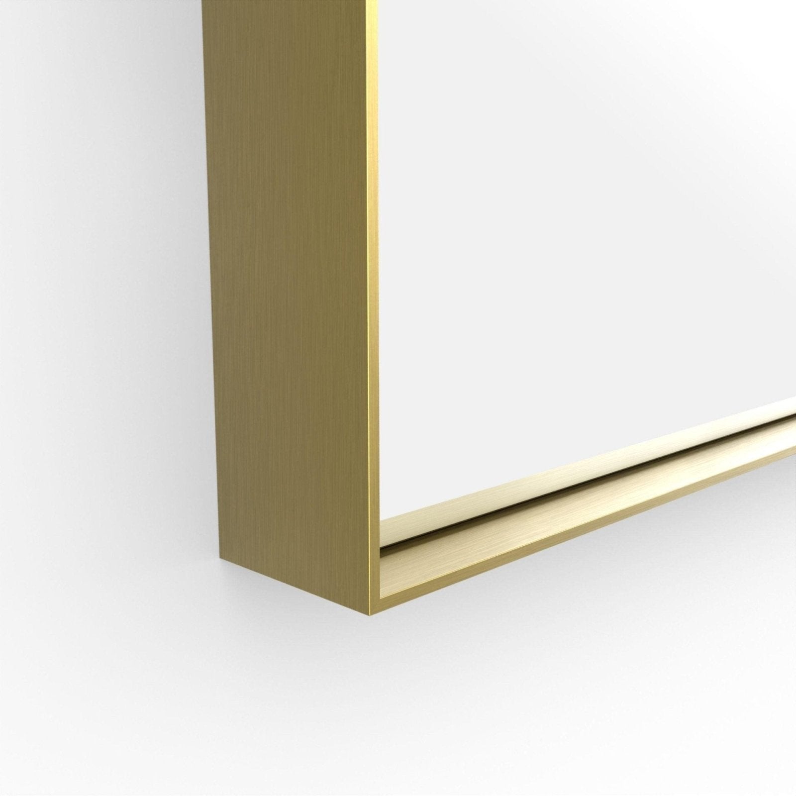 Newington rectangular mirror with a gold-toned brushed brass frame featuring a sleek minimalist design 120x70cm