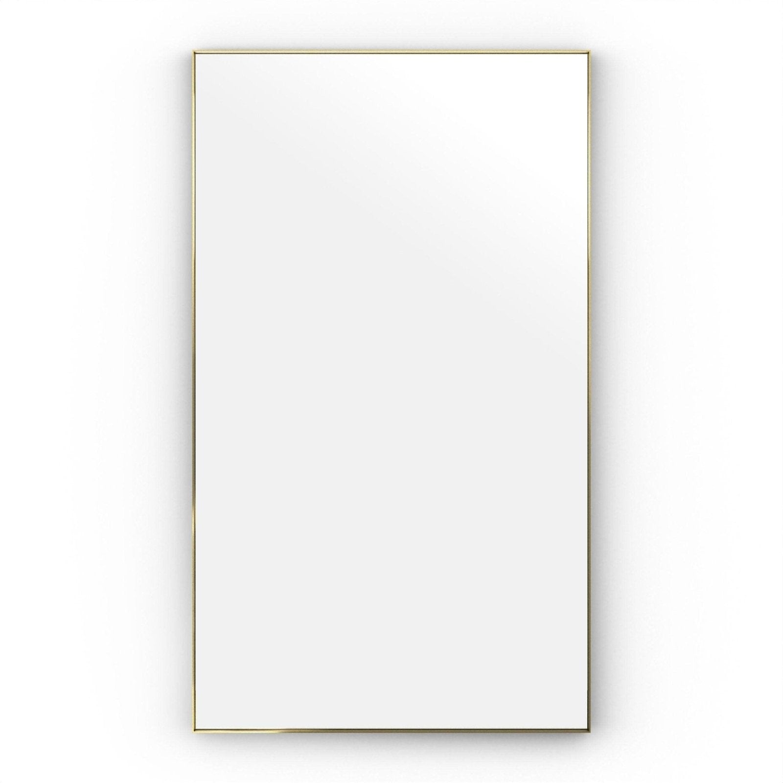 A sleek rectangular mirror with a thin polished brushed brass frame measuring 120x70cm called newington rectangular mirror