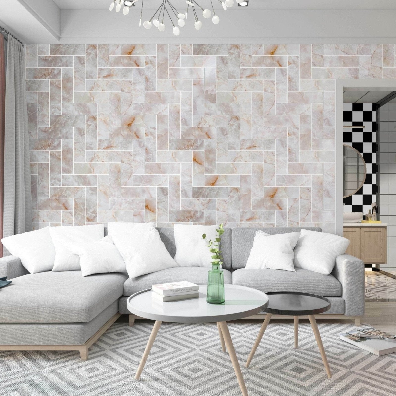 Gray sectional sofa onix rosa with white throw pillows and light wood legs for modern living rooms