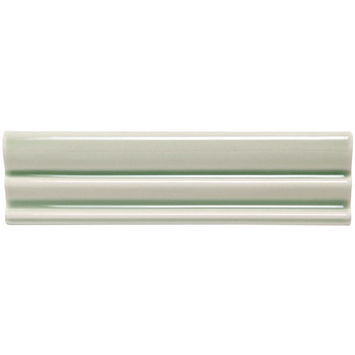 Orford Kensington sleek off-white ceramic tile with subtle greenish tint and three parallel ridges along its length