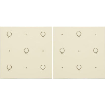 Original Style Tiles - Ceramic 152 x 152 x 7mm - 2 Tile Set Laudatory Wreath 2-tile Set Charcoal Grey on Colonial White