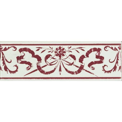 Original Style Tiles - Ceramic 152 x 75 x 7mm - Per Piece Love Knot Burgundy On Brilliant White