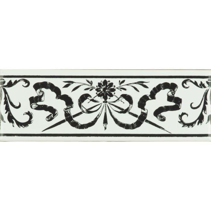 Original Style Tiles - Ceramic 152 x 75 x 7mm - Per Piece Love Knot Jet Black On Brilliant White