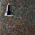 Paua Decorative Glass multicoloured textured glass tiles with a black pendant lamp