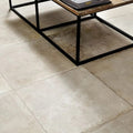 Beige stone-effect porcelain floor tiles with matte finish and subtle natural texture from provence paving talco series