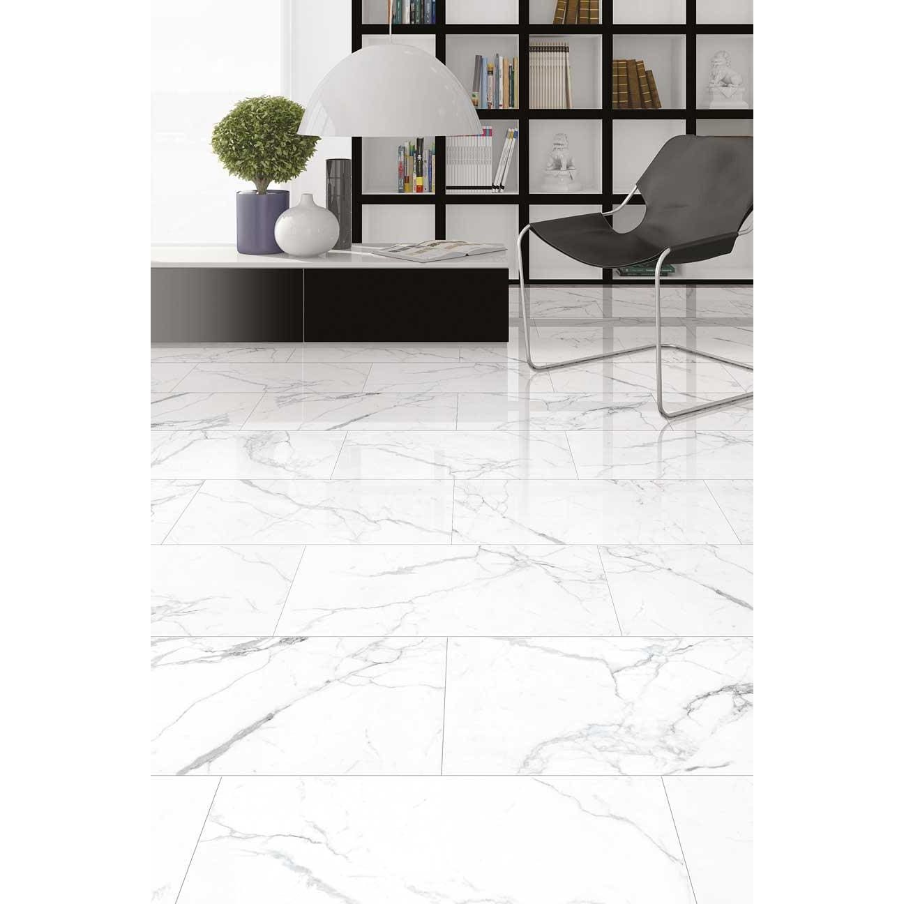Python ariston porcelain gloss tiles with white marble effect and subtle gray veining floor tiles