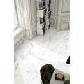 Python ariston porcelain gloss tiles with white marble effect floor design and subtle gray veining