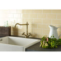 Regency Cream Half Tile cream ceramic half tiles with an antique brass tap