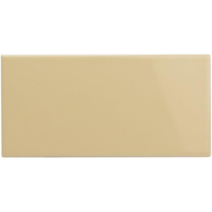 Beige rectangular ceramic half tile regency cream with smooth glossy finish ideal for wall installations