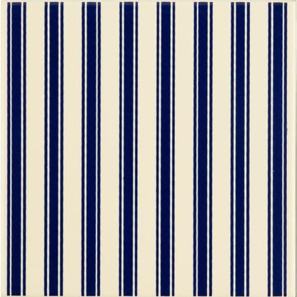 Regency Stripe Royal Blue On Colonial White - Hyperion Tiles