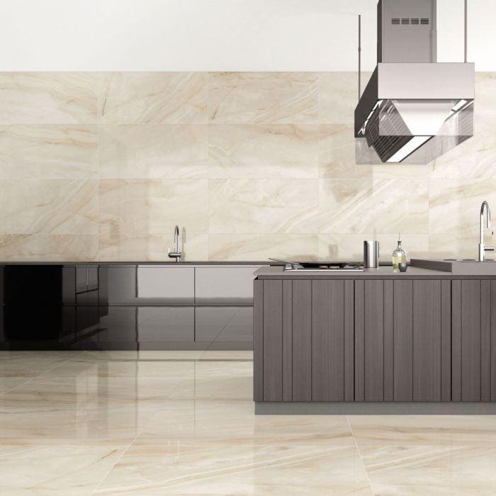 Modern stainless steel range hood rodas light beige 60 x 30cm with sleek angular design and integrated lighting