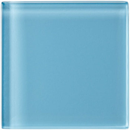 Seine clear glass tile 100 x 100mm translucent light blue with smooth rounded edges and glossy finish