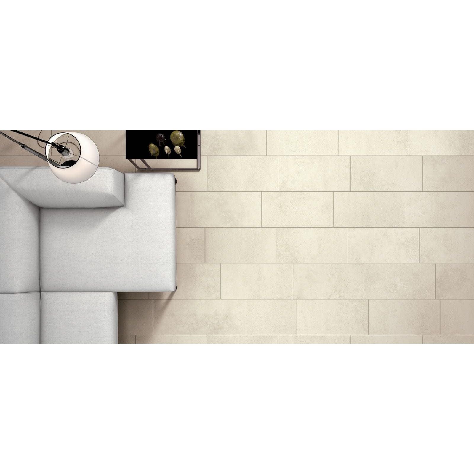 Cream-colored rectangular ceramic floor tiles with a subtle matte finish select crema matt 30 x 60cm