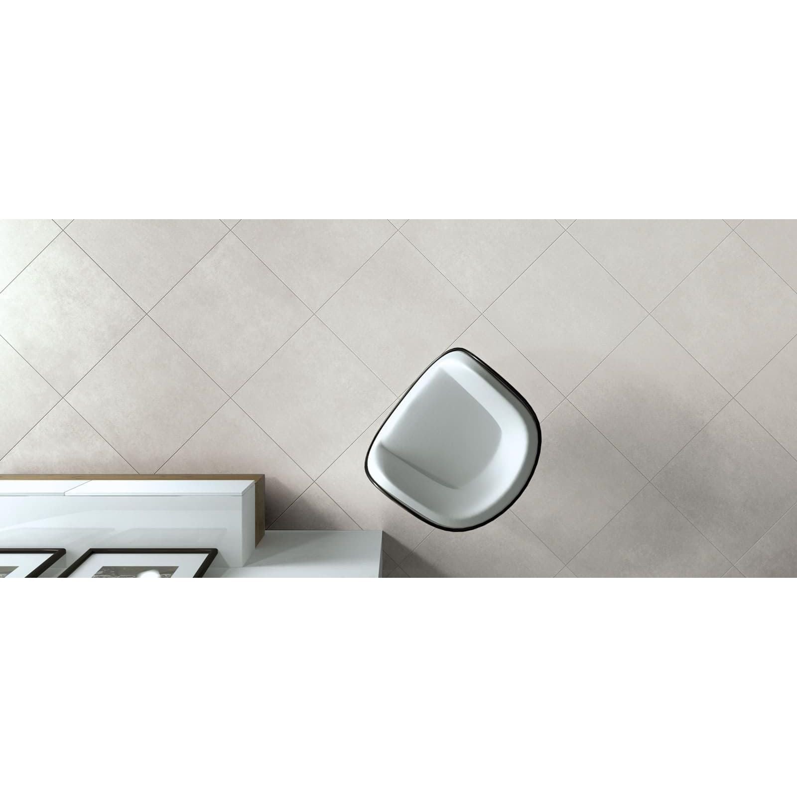 Modern white ceramic Select Nebbia Matt 60 x 60cm tile with sleek minimalist design and black trim