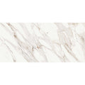 White marble tile serie Corinto polished with elegant flowing gray and subtle brown veining for interior use
