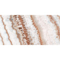 White and copper-striped marble tile from serie imperial polished with a crystalline textured surface