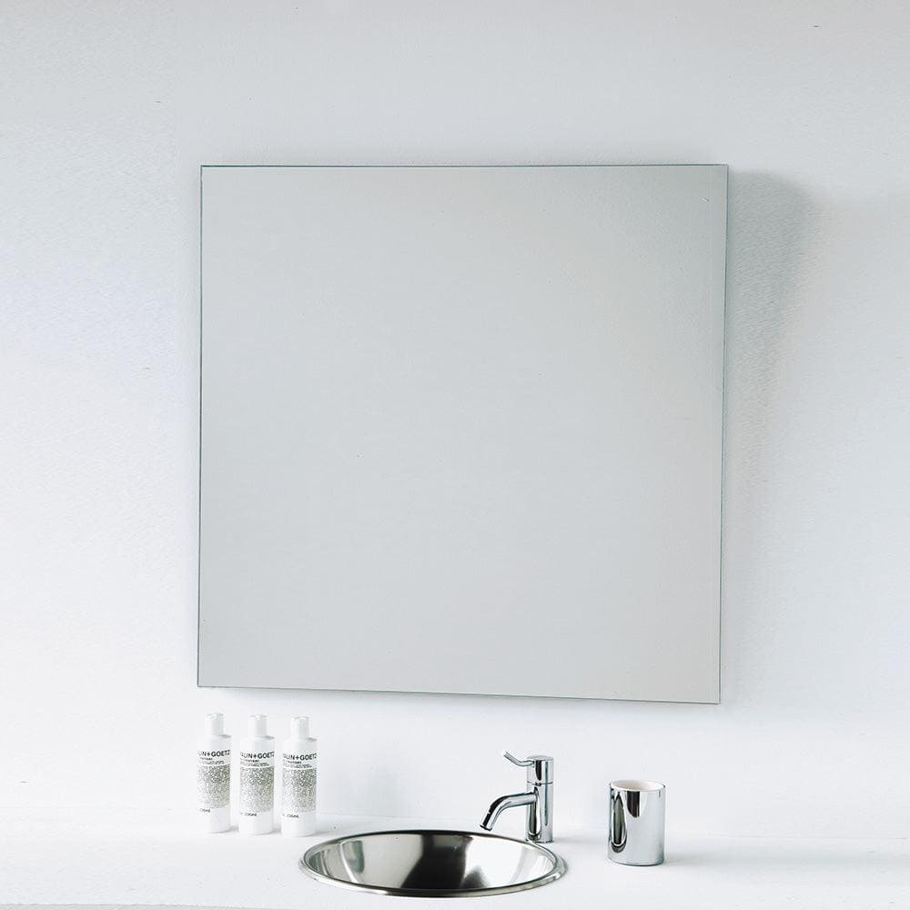 Slim square 60 mirror is a square chrome-finished bathroom mirror with a minimalist design