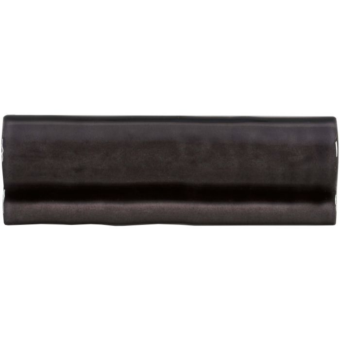 Black ceramic tile sloe torus moulding with matte finish and subtle texture for stylish wall or floor applications