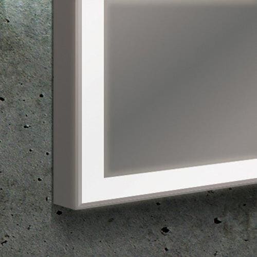Modern rectangular solid light mirror 60 with sleek white frame and integrated led edge lighting for bathroom use