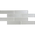 Silver glass subway tile mosaic solinda brickbond mosaic with glossy finish perfect for kitchen backsplashes