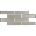 Gray glass subway tile mosaic in starcia brickbond pattern ideal for contemporary backsplashes and walls