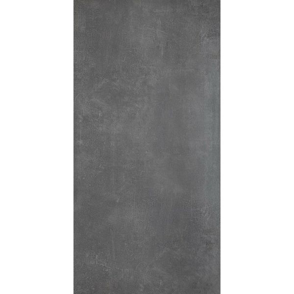 Dark gray textured stark graphite porcelain tile with subtle mottled finish for flooring and wall applications