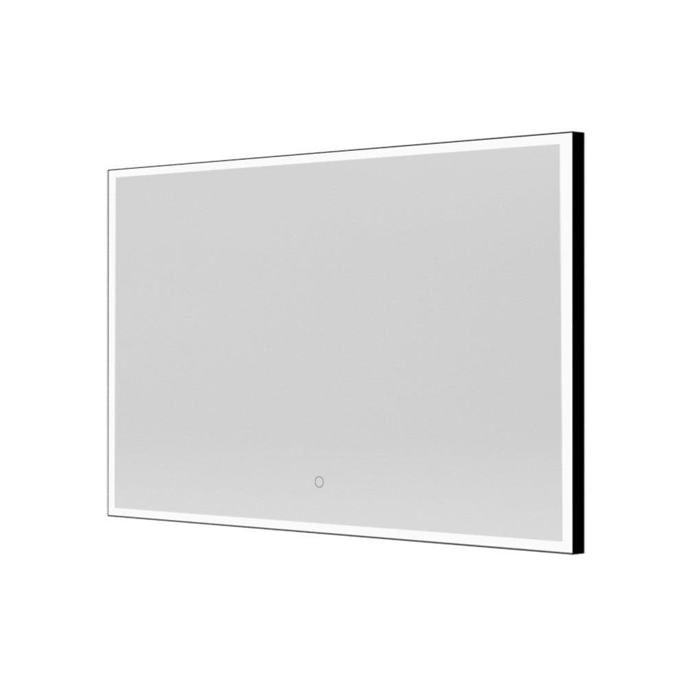 Modern rectangular bathroom mirror tate light with sleek black frame and integrated led edge lighting