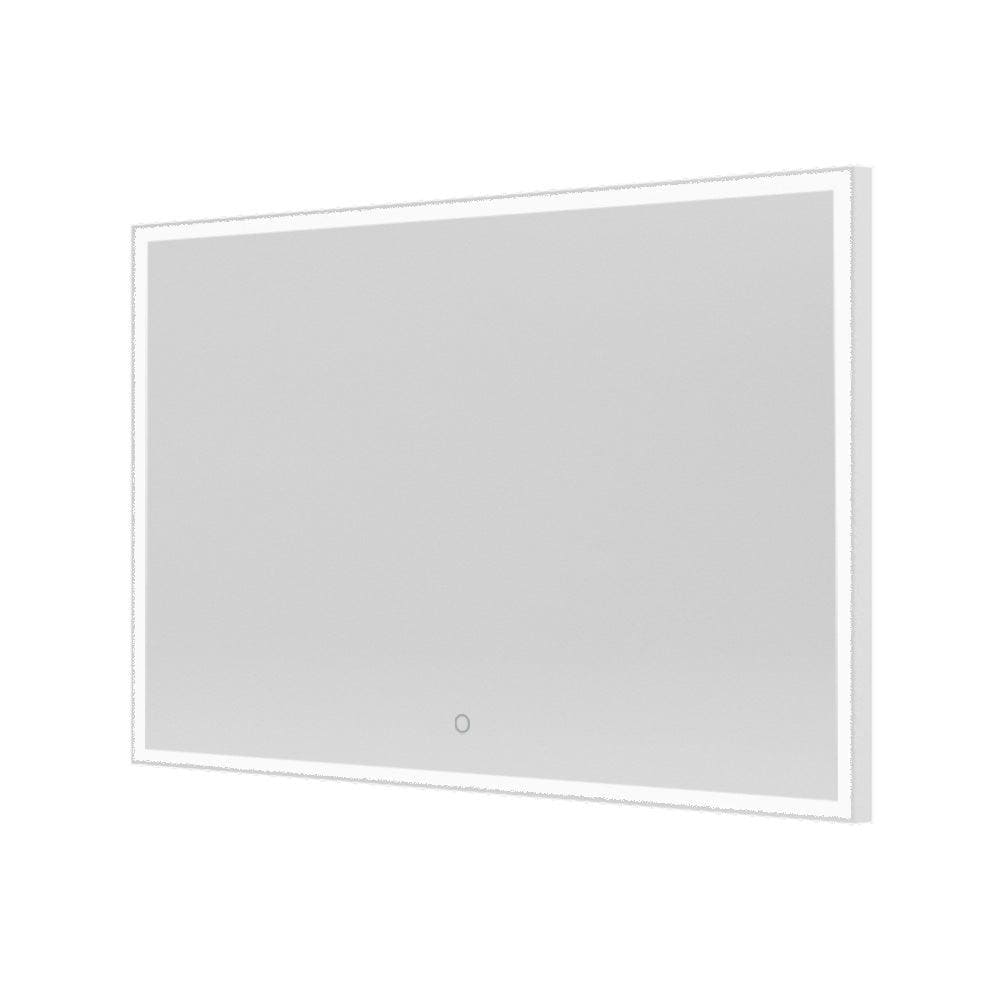 White-framed led bathroom mirror tate light rectangular mirror 120 with sleek design and circular control button