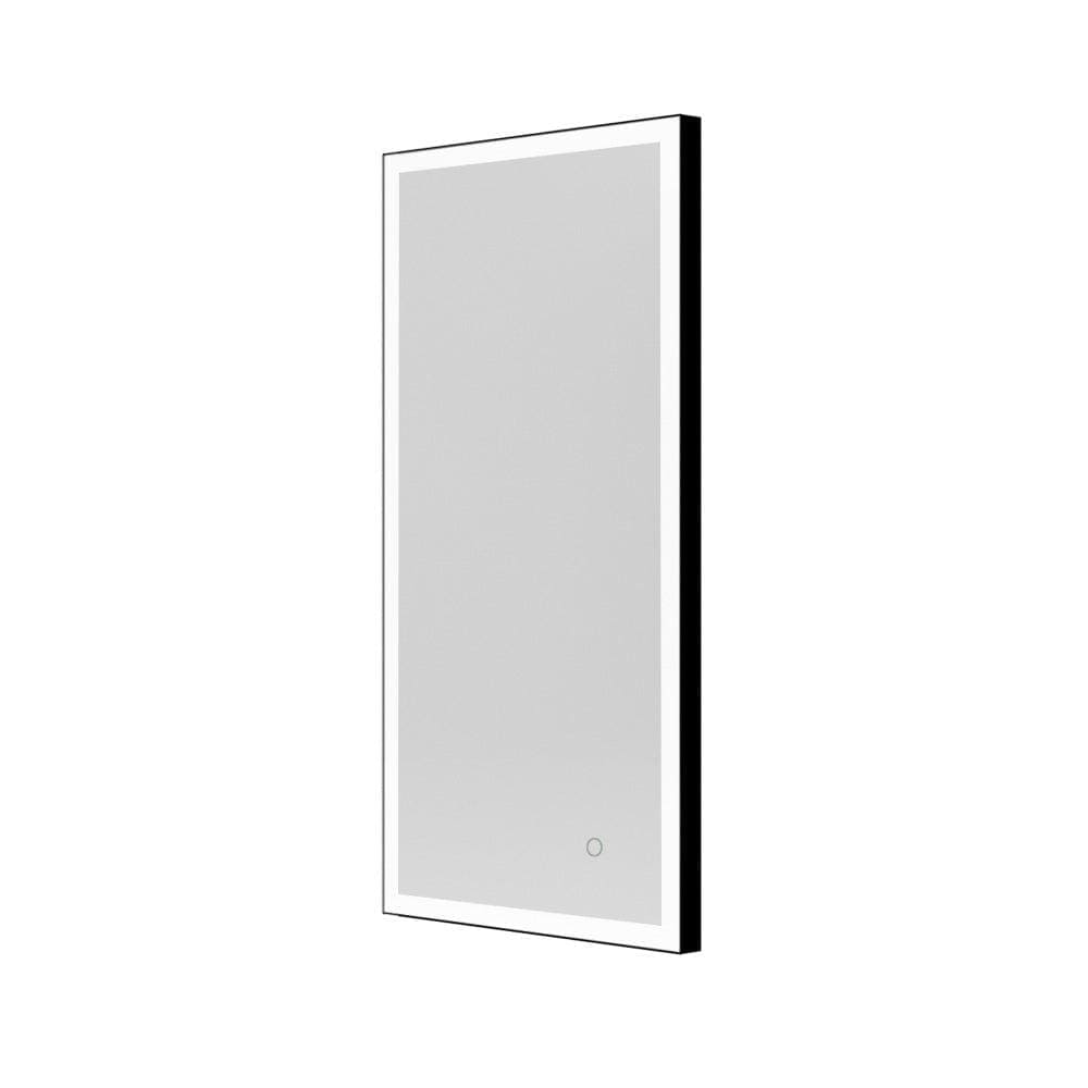 Tate Light rectangular bathroom mirror 50 black with sleek black frame and integrated led lighting edges