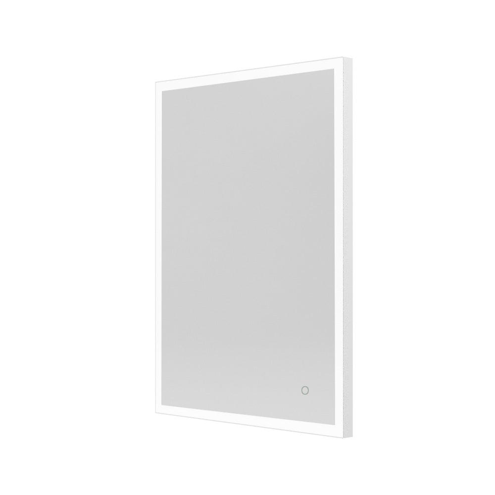 White-framed led bathroom mirror tate light rectangular mirror 60 white with sleek modern design and circular control button