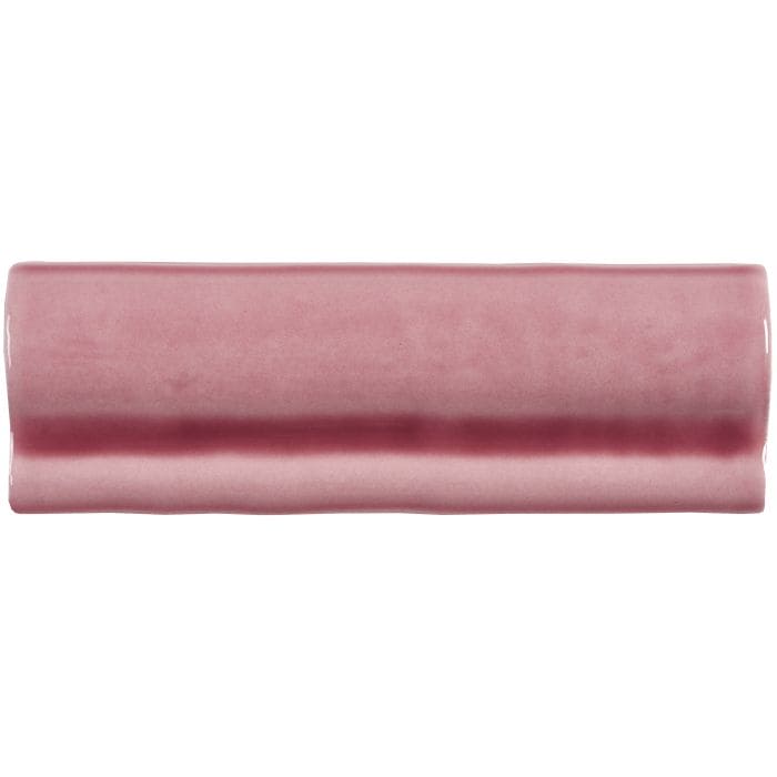 Tayberry Torus Moulding pink ceramic tile with matte finish and subtle darker pink horizontal stripe near center