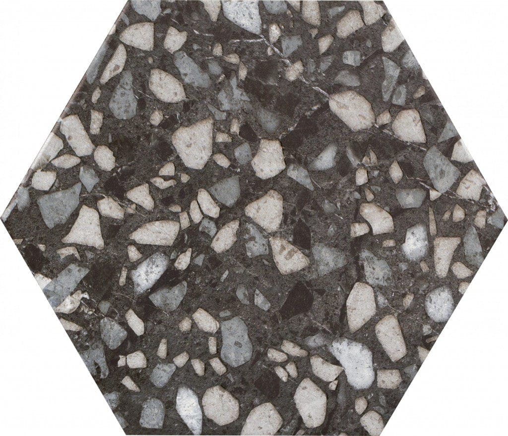 Terrazzo Hexagon Black
