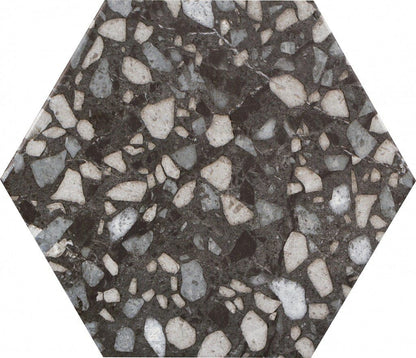 Terrazzo Hexagon Black