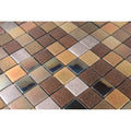 Metallic mosaic tile texturas duna textured glass mosaic with earthy brown gold and silver square shapes