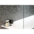 Texturas Neo Textured Glass Mosaic dark grey textured glass mosaic with a glass bathroom shelf