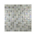 Silver and gray textured glass mosaic tile with shimmering iridescent finish from texturas suite collection