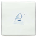 Thomas Basset of Rye Delft Boat blue and white Delft tile with a hand-painted sailboat