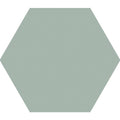 A solid matte-finished hexagonal tile in muted sage green from timeless hexagon jade matt collection