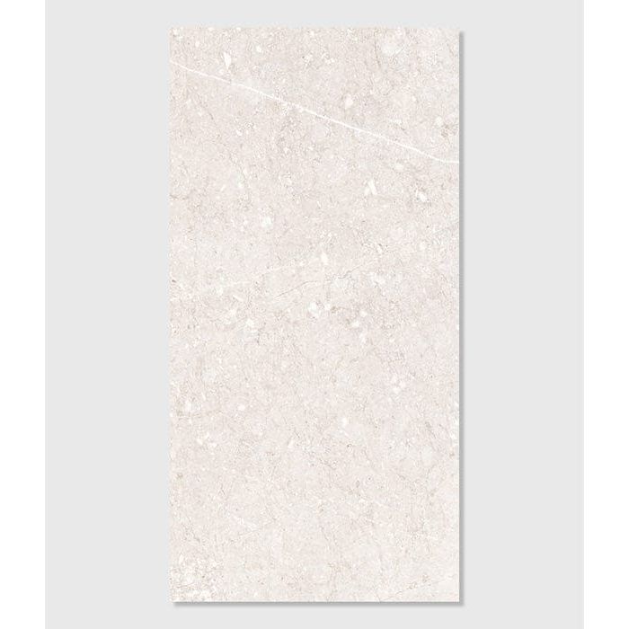 Tisbury porcelain beige marble-effect rectangular tile 60 x 120cm with subtle veining and polished surface
