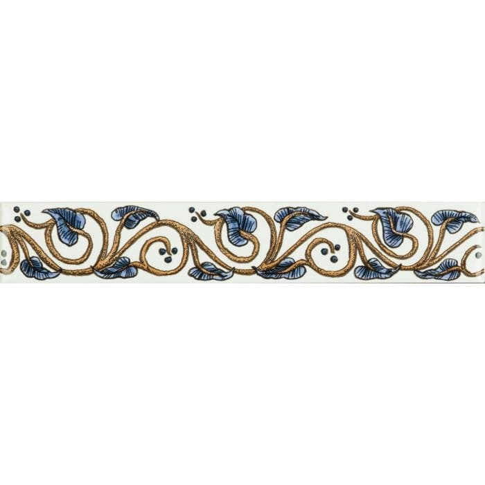 Trailing Ivy Classical Decorative Border blue floral border tile on white