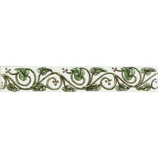 Trailing Ivy, Green Classical Decorative Border on Brilliant White