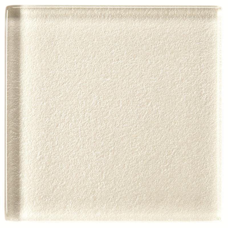 Cream-colored triton metallica glass tile with textured surface and subtle frosted finish for decorative use