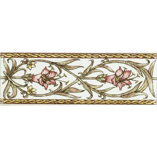 Trumpet Gentian Pink Classical Decorative Border on Brilliant White