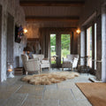 Trusloe Limestone Seasoned Finish in a bathroom setting