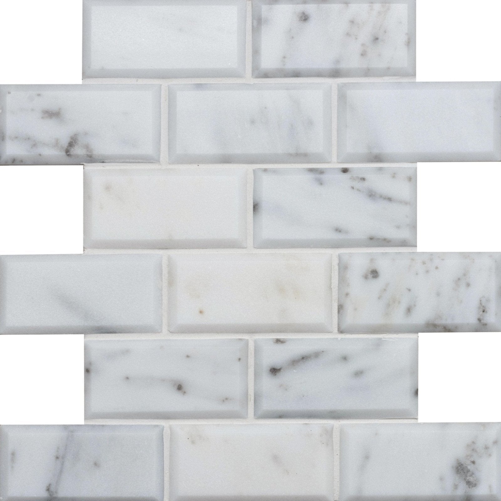 Viano White Polished Bevel Brickbond Mosaic