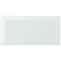 A rectangular translucent mint-green Volga Clear Bevel Glass tile with a subtle glossy finish and raised edges